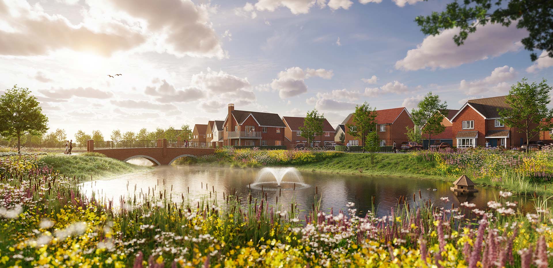Eastbrook Village development with spacious greenery