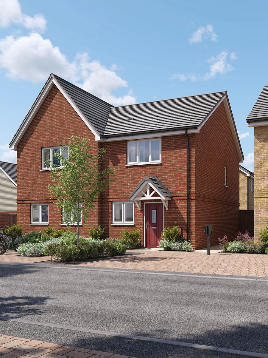 An exterior CGI of The Hazel house type at Eastbrook Village