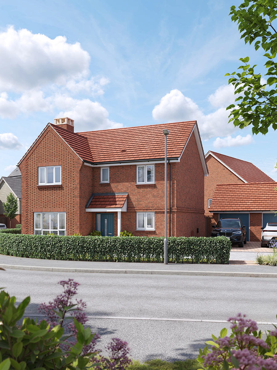 An exterior CGI of The Walnut house type at Eastbrook Village