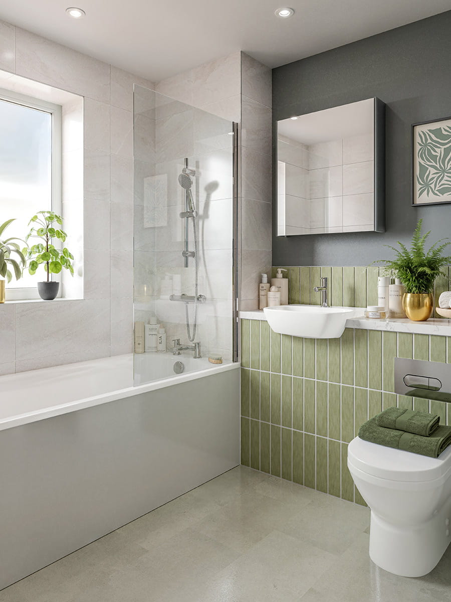 An interior CGI of the Bathroom at Eastbrook Village