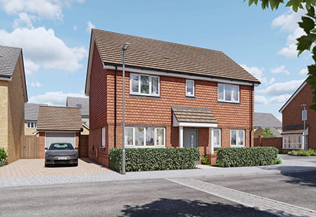 An exterior CGI of The Ash house type at Eastbrook Village