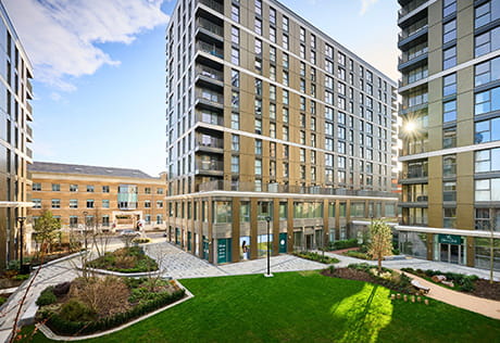 An image of the courtyard at Lavender House, Eden Grove
