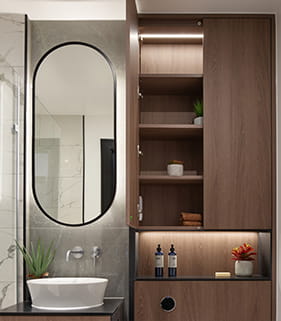 A bathroom within a new showhome at Eden Grove