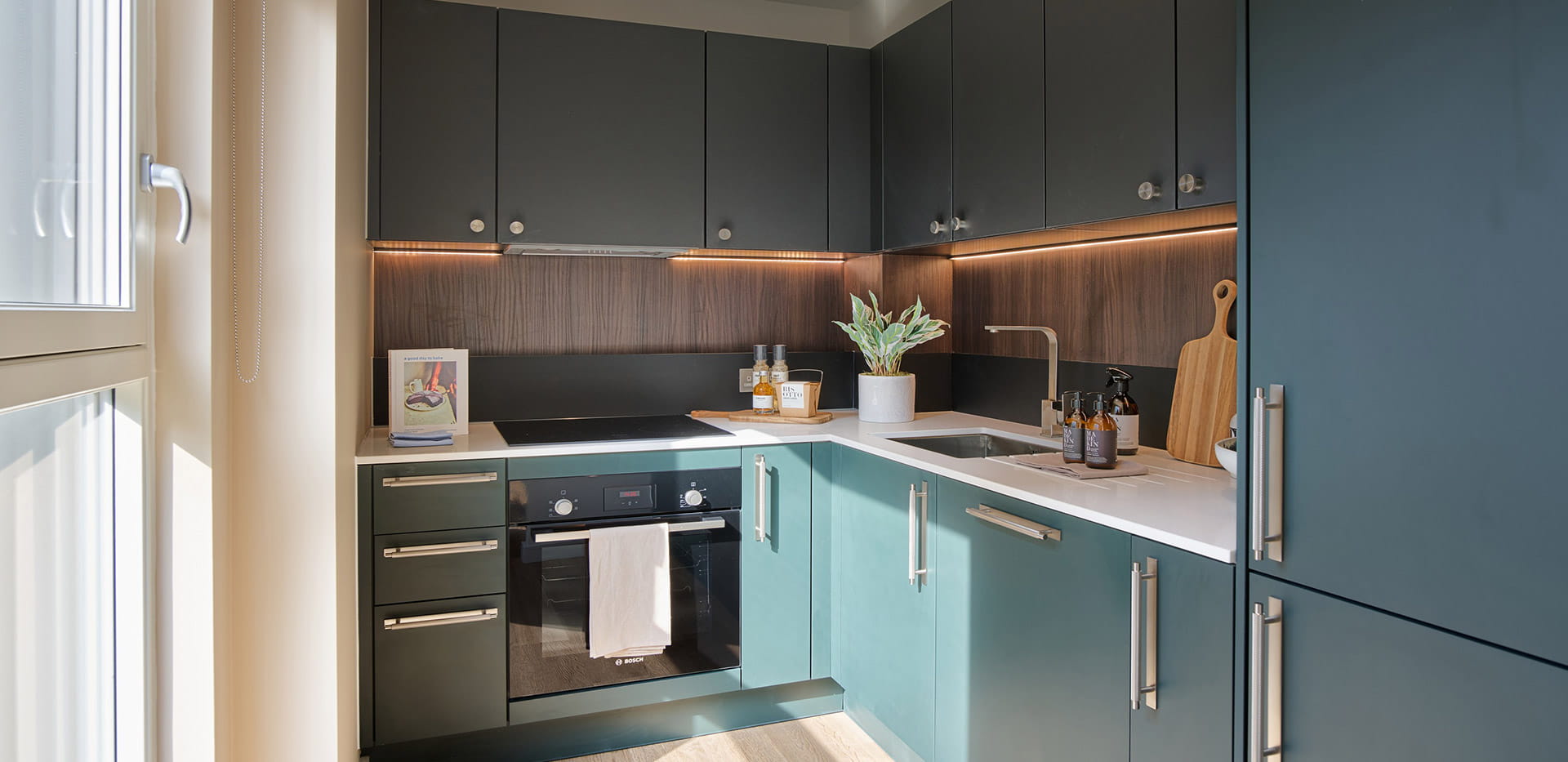 An image of the kitchen within Show Apartment D3.5 at Eden Grove