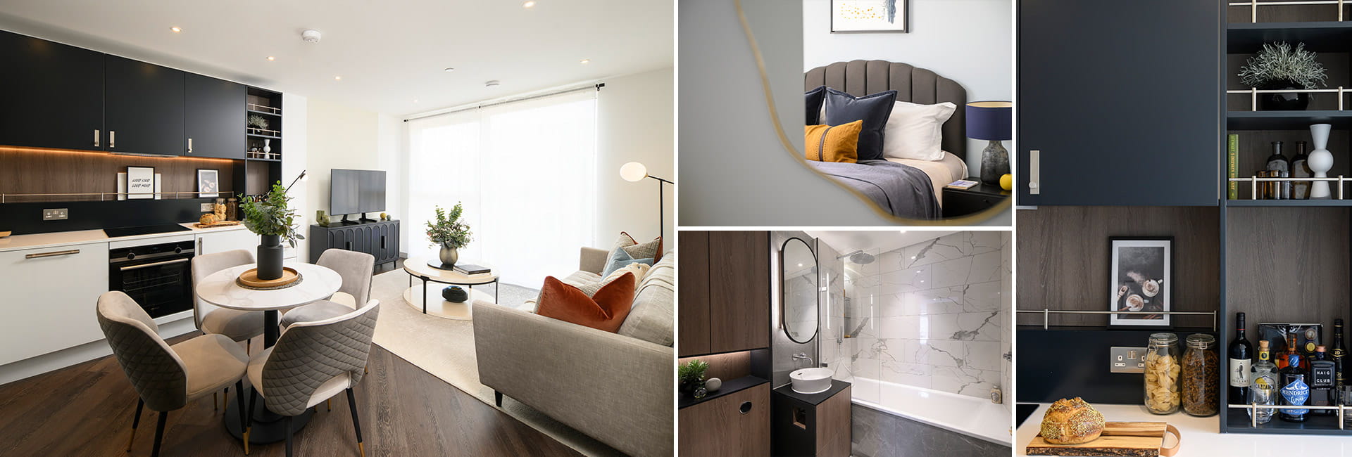 Montage of interior images from a showhome at Eden Grove