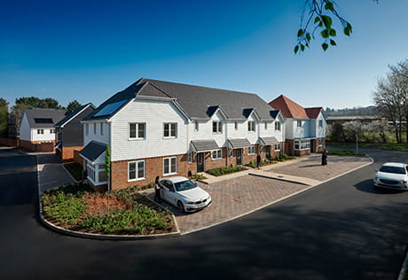 An exterior photograph of the new build homes at Foal Hurst Green