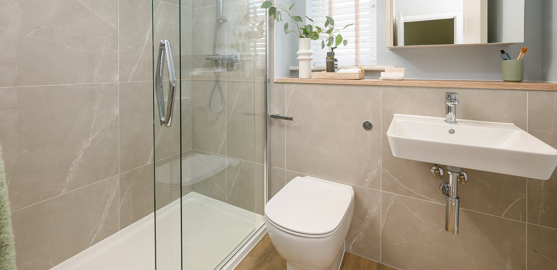 An interior photograph of the En Suite from the 3 Bedroom Showhome at Foal Hurst Green