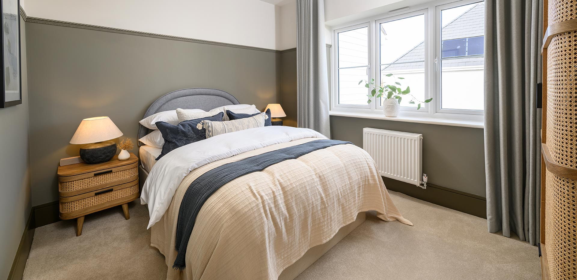 An interior photograph of a Bedroom from the 3 Bedroom Showhome at Foal Hurst Green