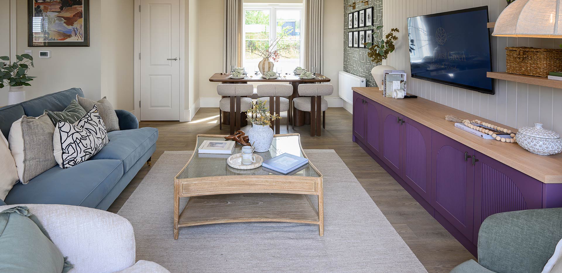 An interior photograph of the Living / Dining area from the 3 Bedroom Showhome at Foal Hurst Green
