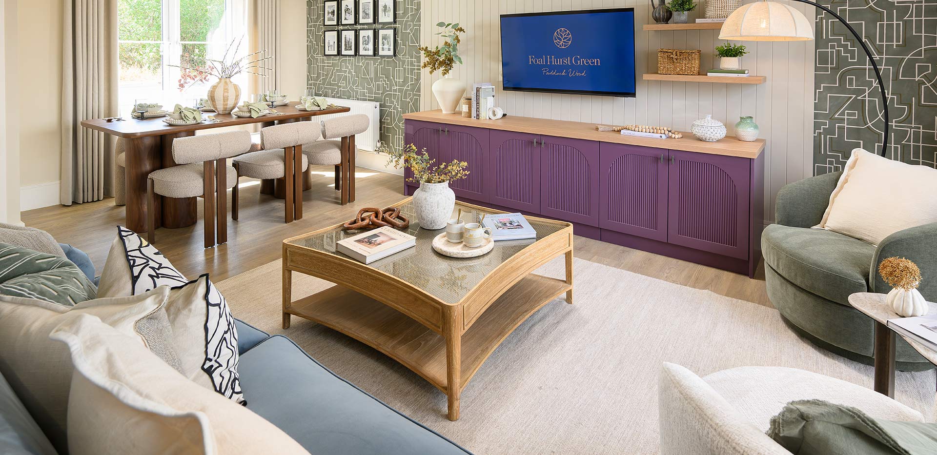 An interior photograph of the Living / Dining area from the 3 Bedroom Showhome at Foal Hurst Green