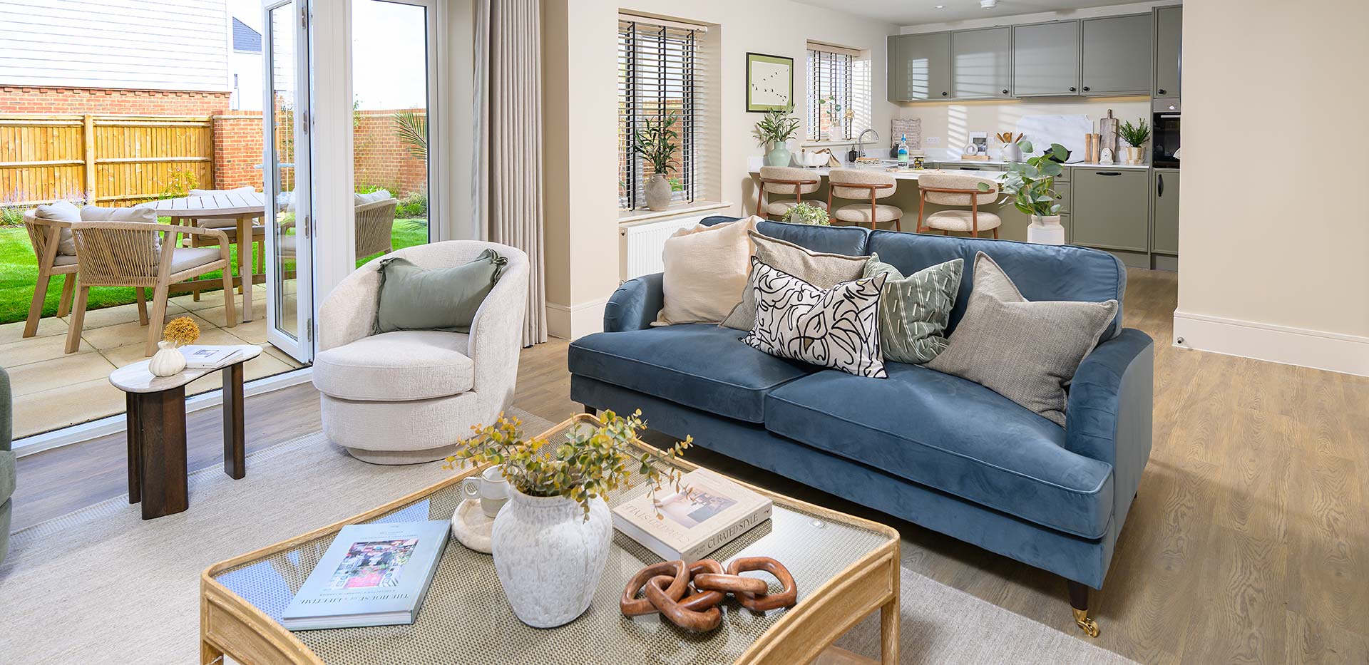 An interior photograph of the Living / Kitchen area from the 3 Bedroom Showhome at Foal Hurst Green