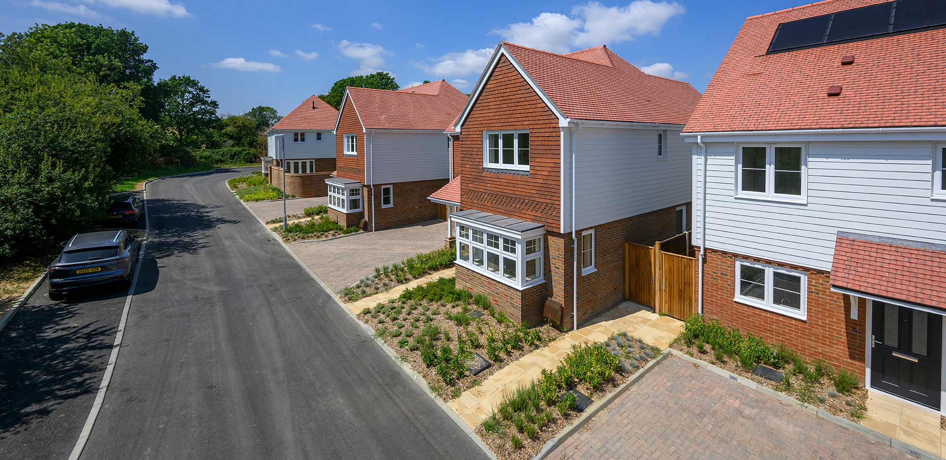 Foal Hurst Green, exterior, high angle photo of the homes