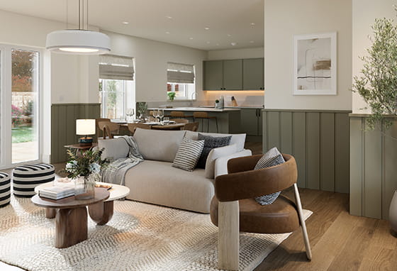 Spacious, light and airy living and kitchen area at a Foal Hurst Green home