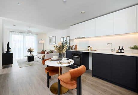 An image of a kitchen within a Fulham Reach showhome