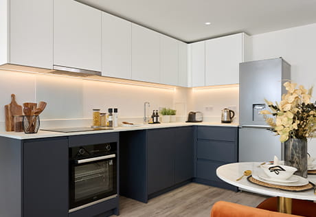 An image of a kitchen within a Fulham Reach showhome