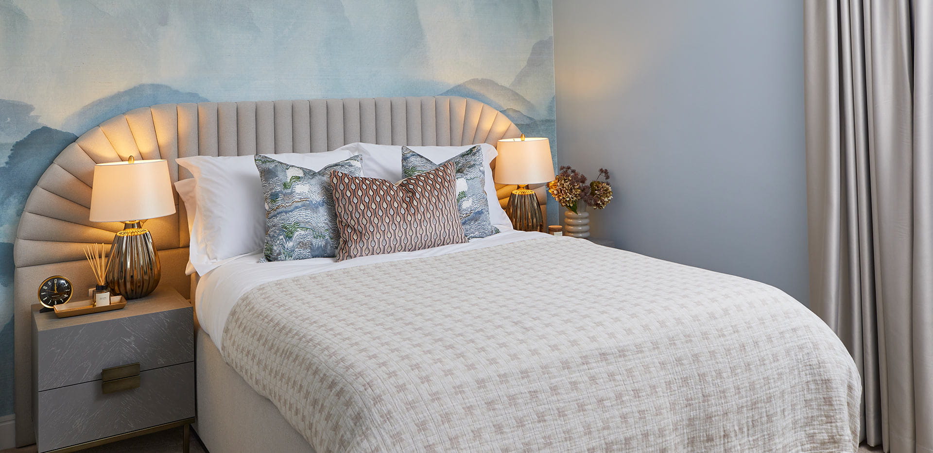 The Helix Showhome bedroom wide shot