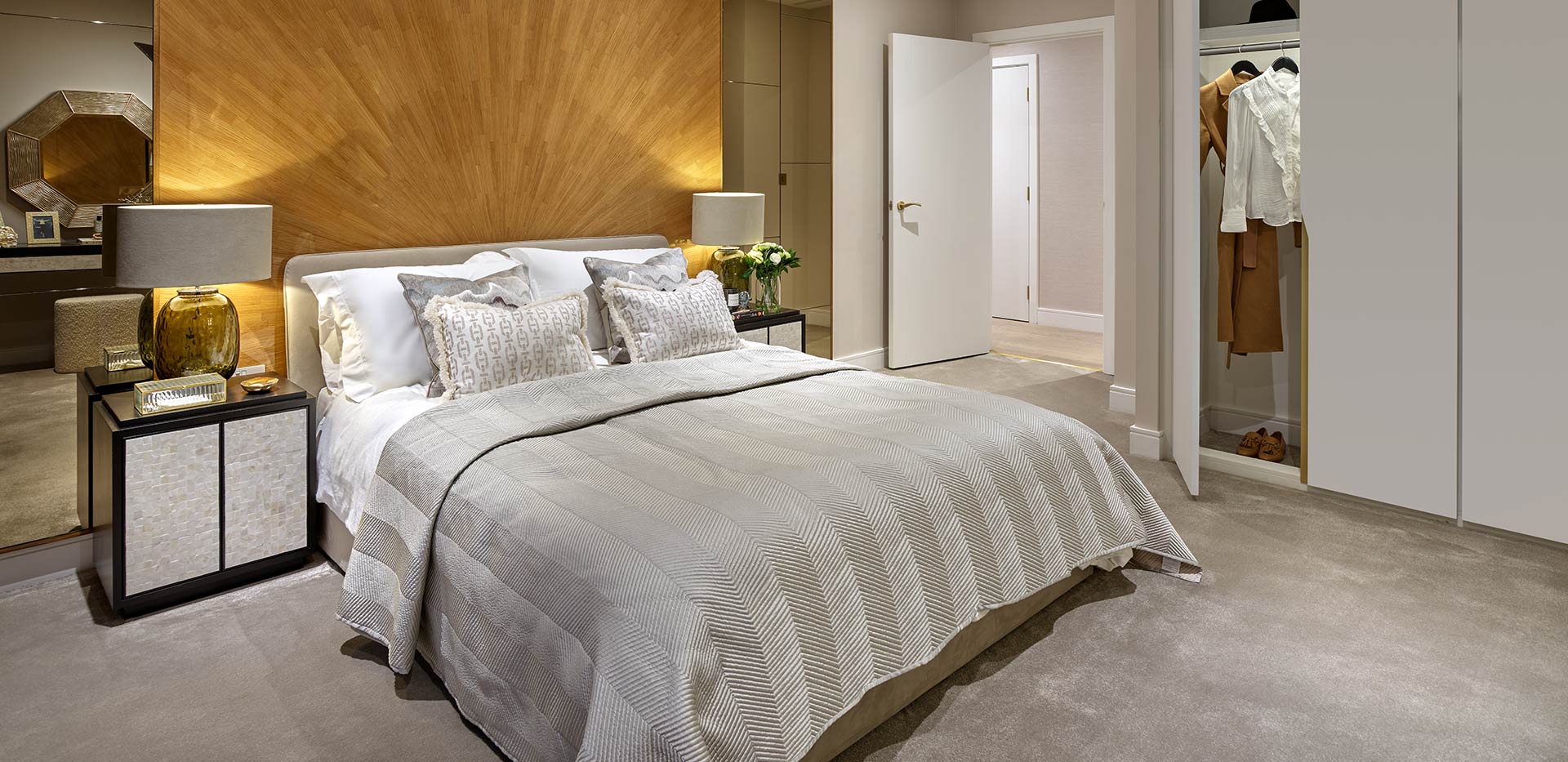 The Helix Showhome bedroom wide shot