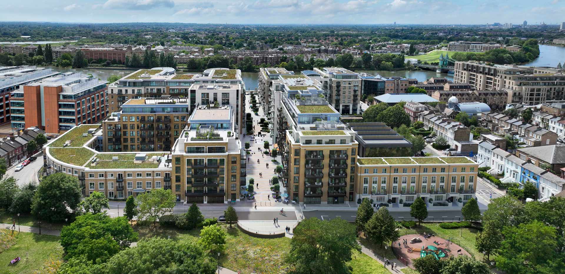 Aerial view of development.