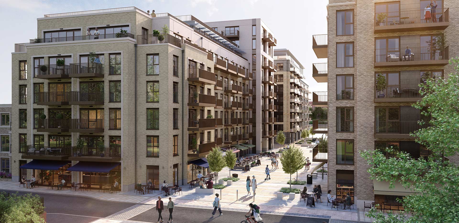 Exterior street scene CGI of Palmer House