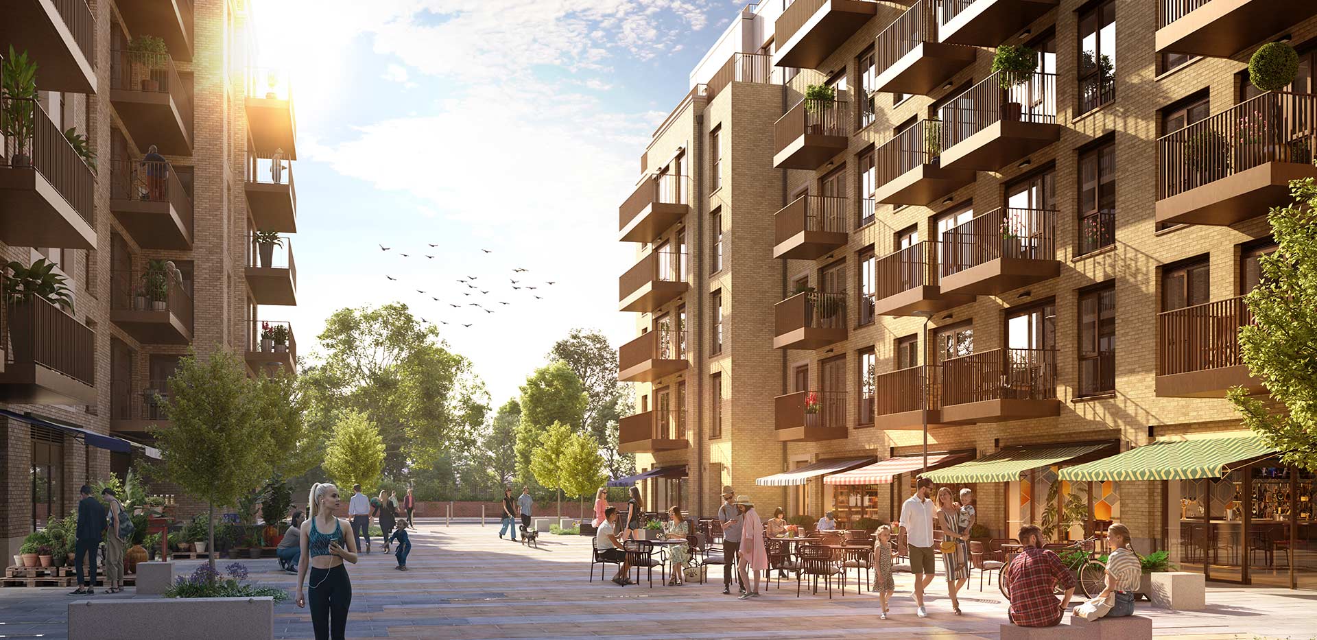 Exterior street scene CGI of Palmer House