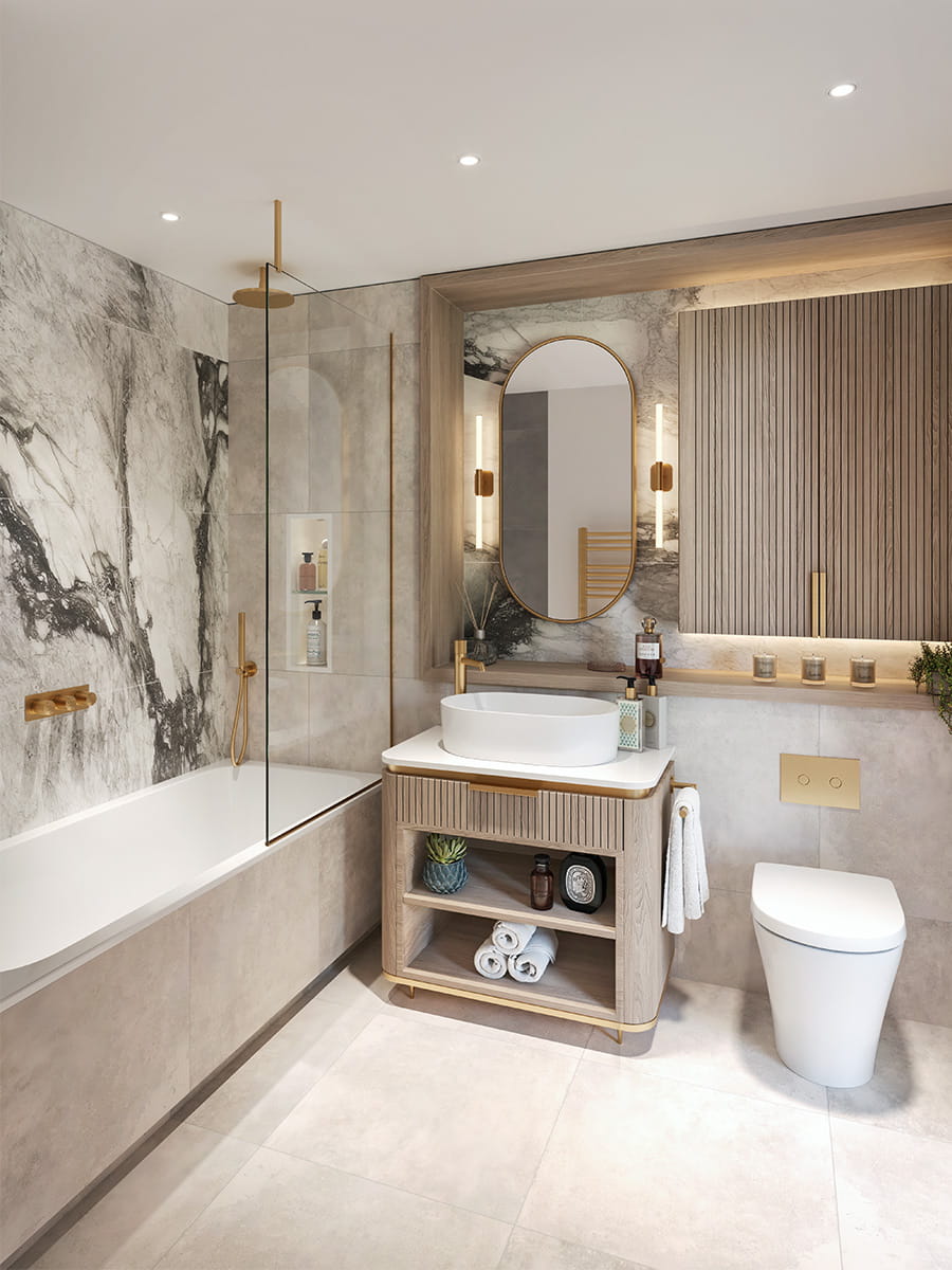 Fulham Reach, Palmer House, Interior Dawn, Bathroom