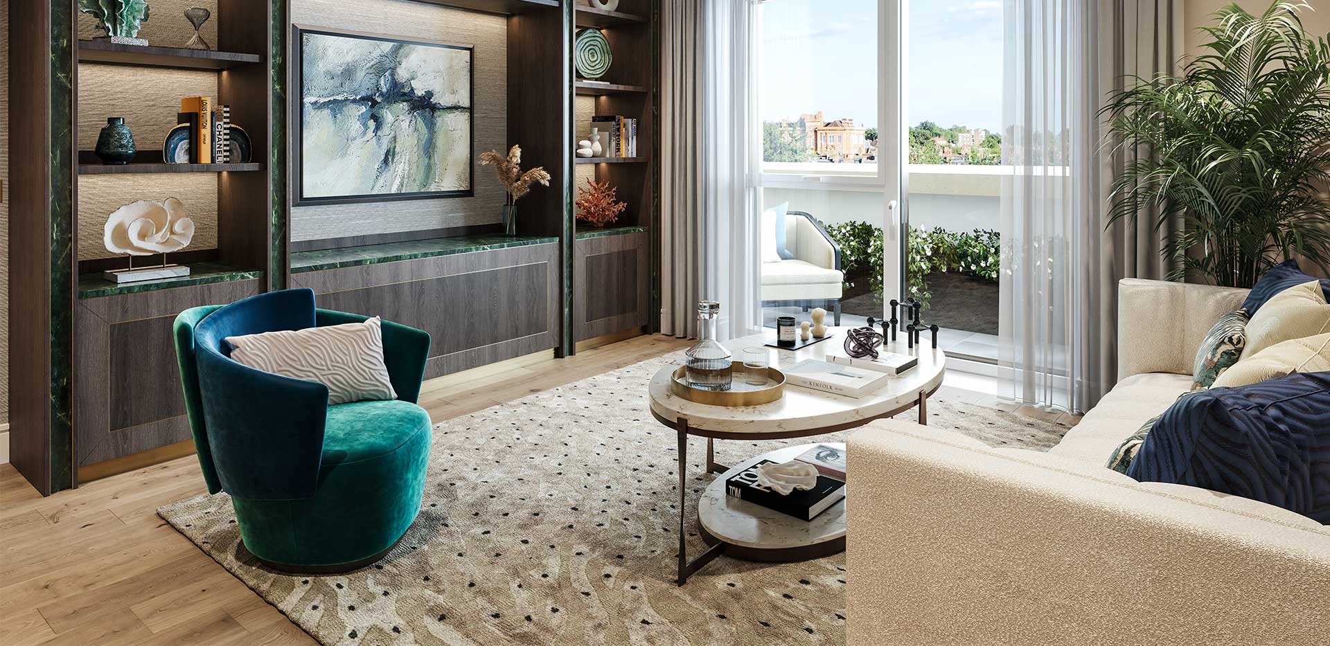 Fulham Reach, Palmer House, Interior Dawn, Living