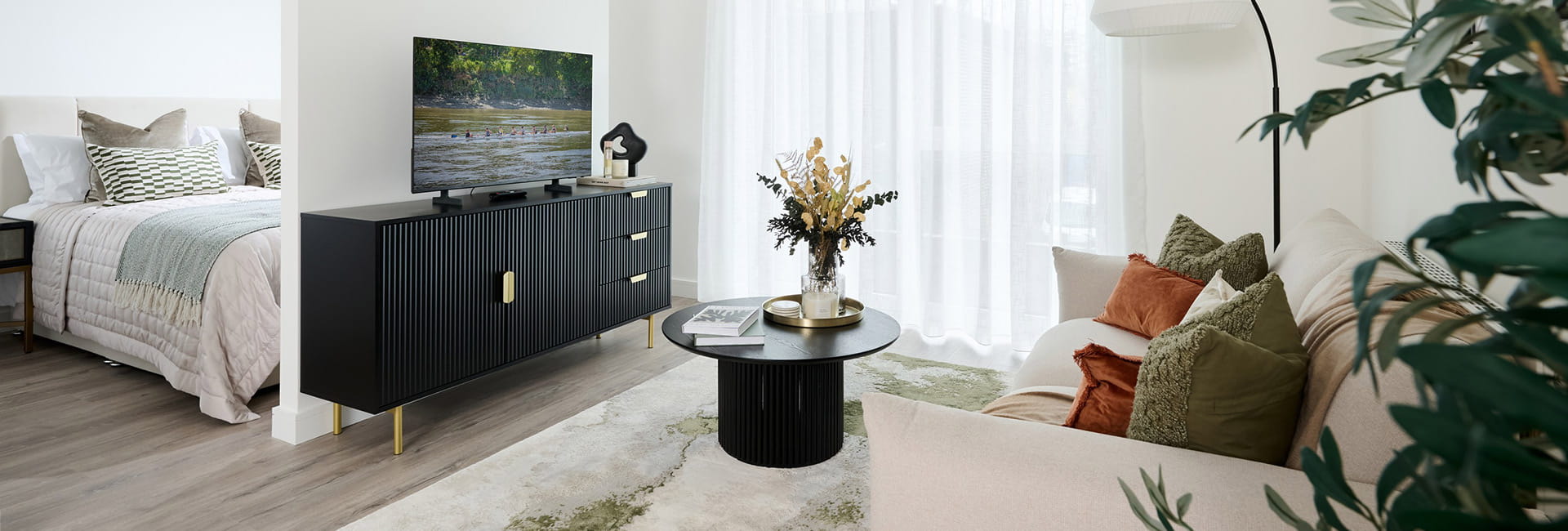 Fulham Reach home, spacious and light living area