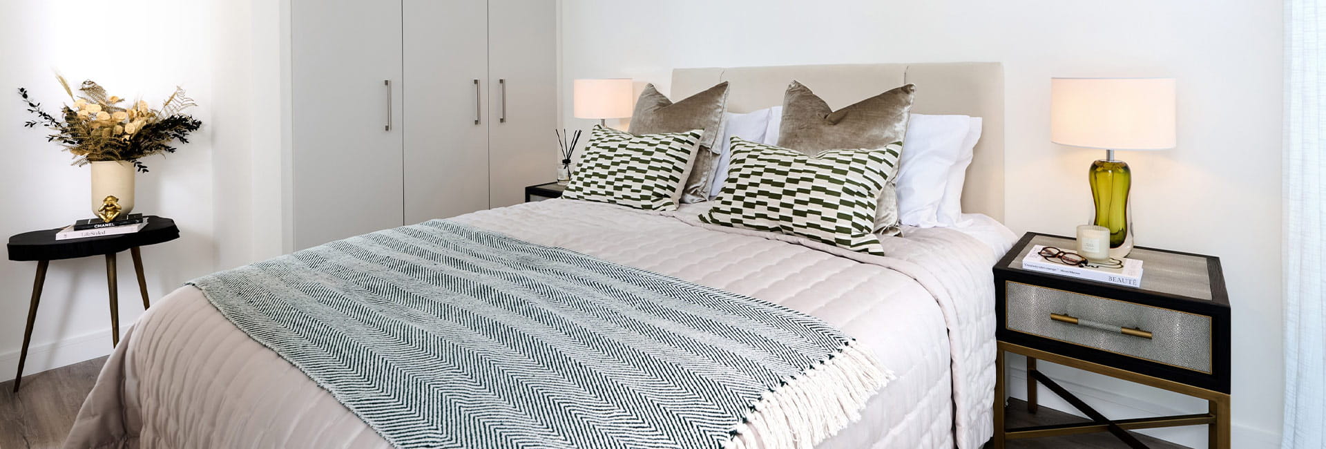 Fulham Reach home, light and airy bedroom