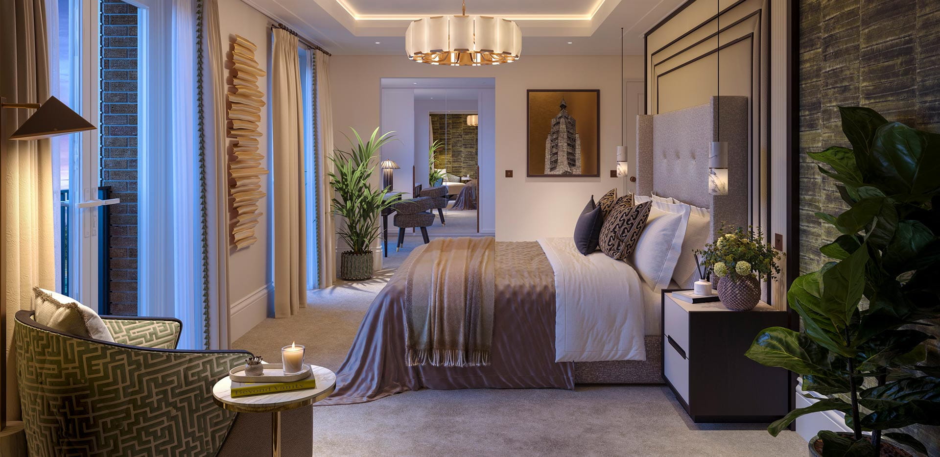 A CGI image of the Bedroom at The Townhouses at Fulham Reach