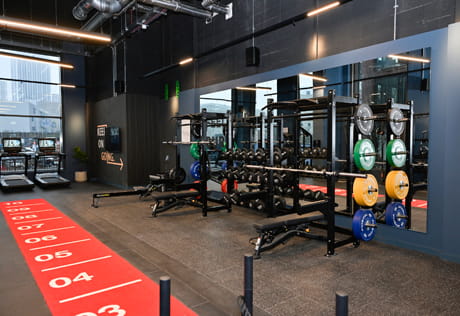 Glasswater Locks Development: Bench press area, treadmills and floor training area