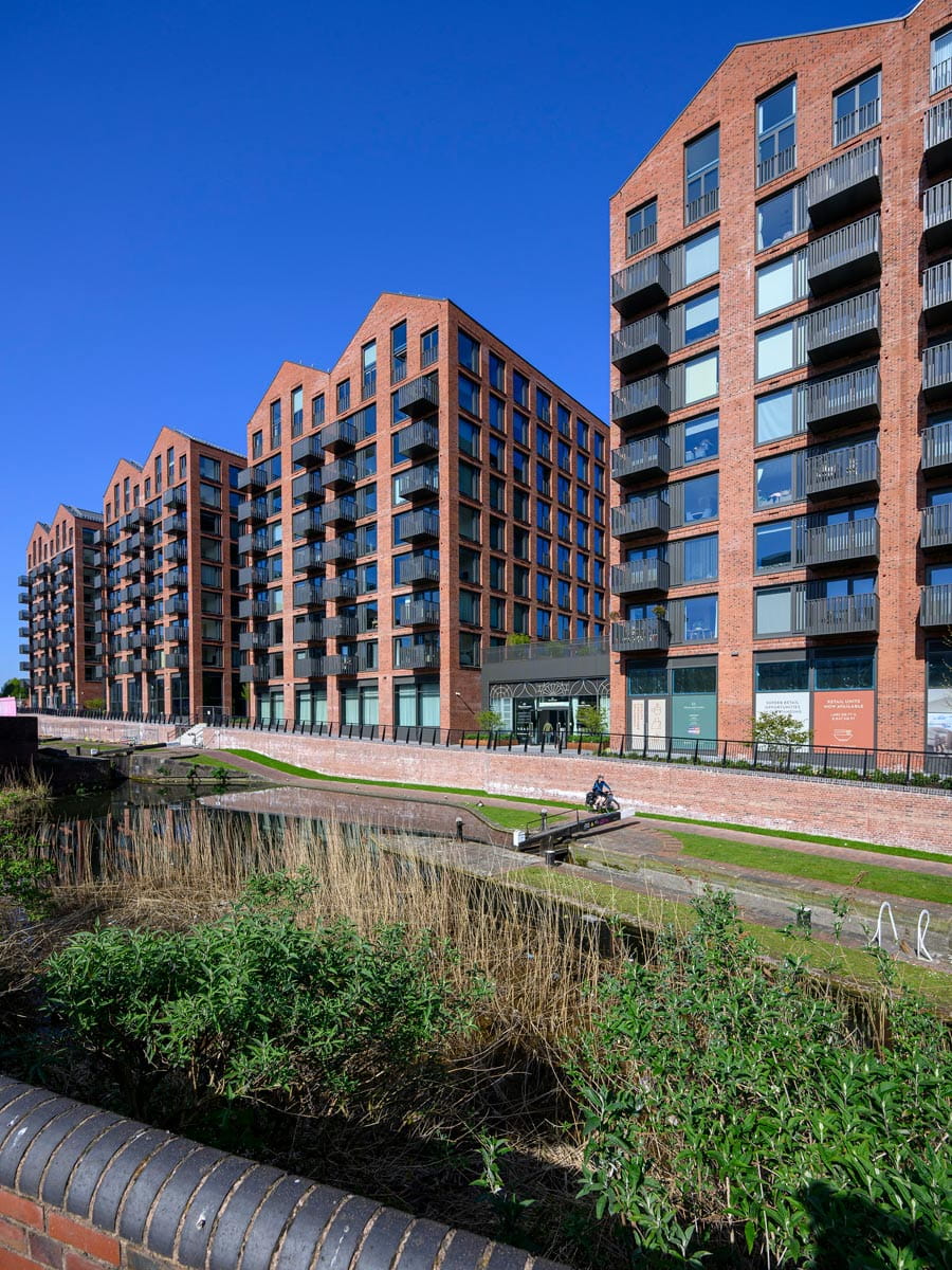 New build flats overlooking canalside