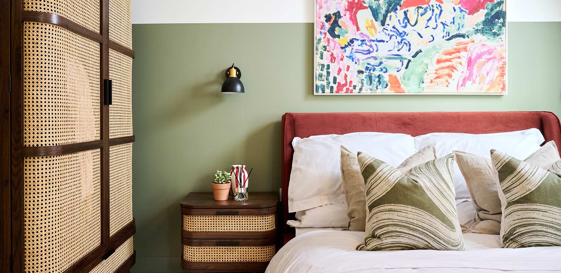 Glasswater Locks bedroom with a vibrant design