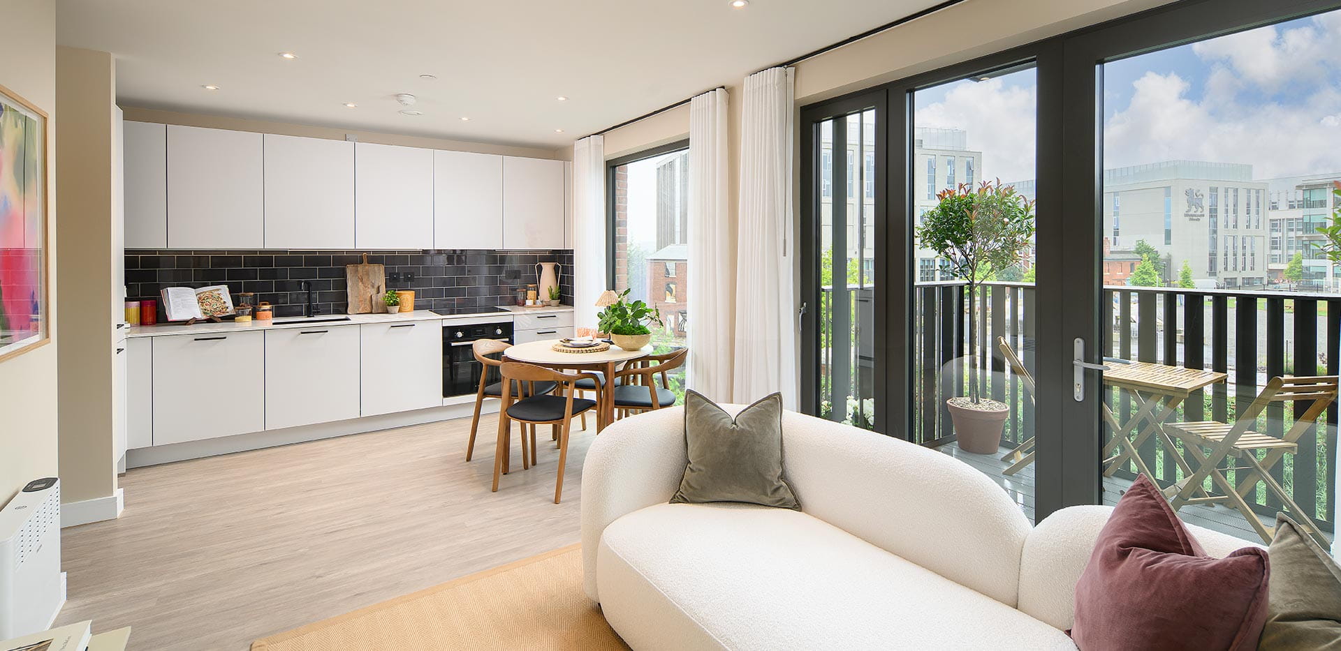 An image of the living/kitchen/dining area