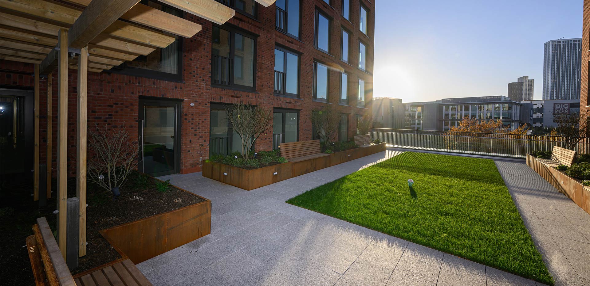 An image of the podium gardens at Glasswater Locks