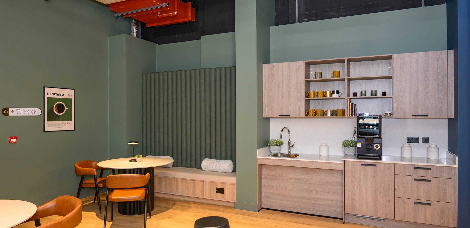 Glasswater Locks resident facilities showing self-serve cafe and dining area