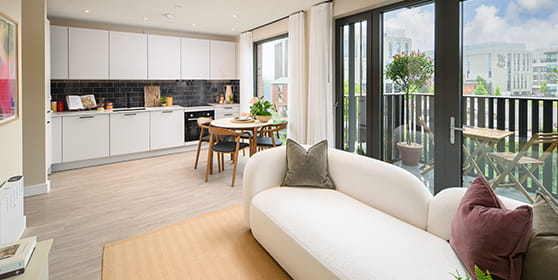 Glasswater Locks apartment living and dining area