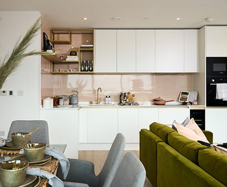 Spacious Grand Union apartment kitchen and dining