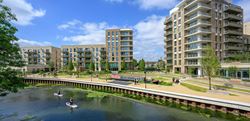 Grand Union CGI of residents paddle boarding along the canal