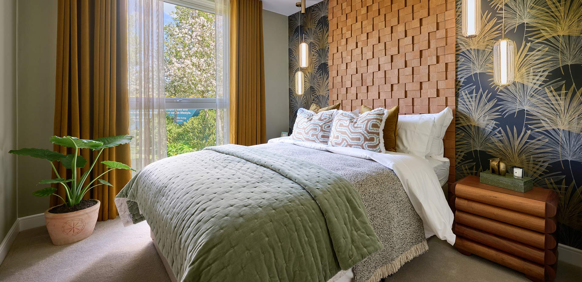 Bedroom at Grand Union with a view that overlooks the development