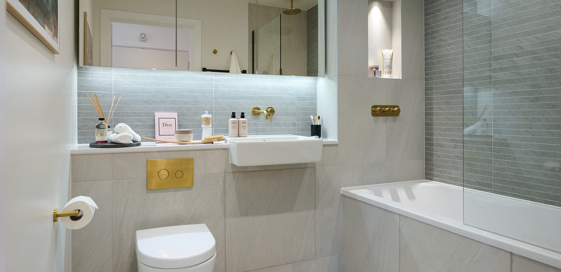 Grand Union bathroom with a grey tiling design