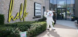 Easter Bunny outside Grand Union Marketing Suite
