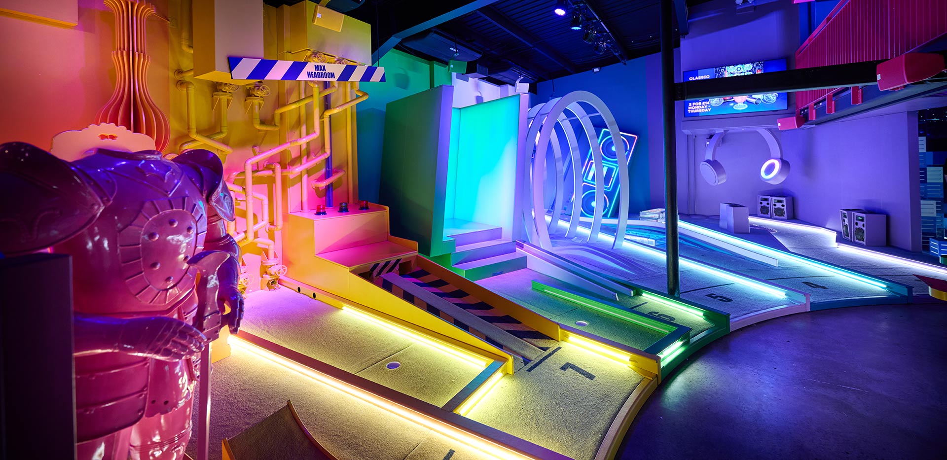 An Image of a colourful Arcade