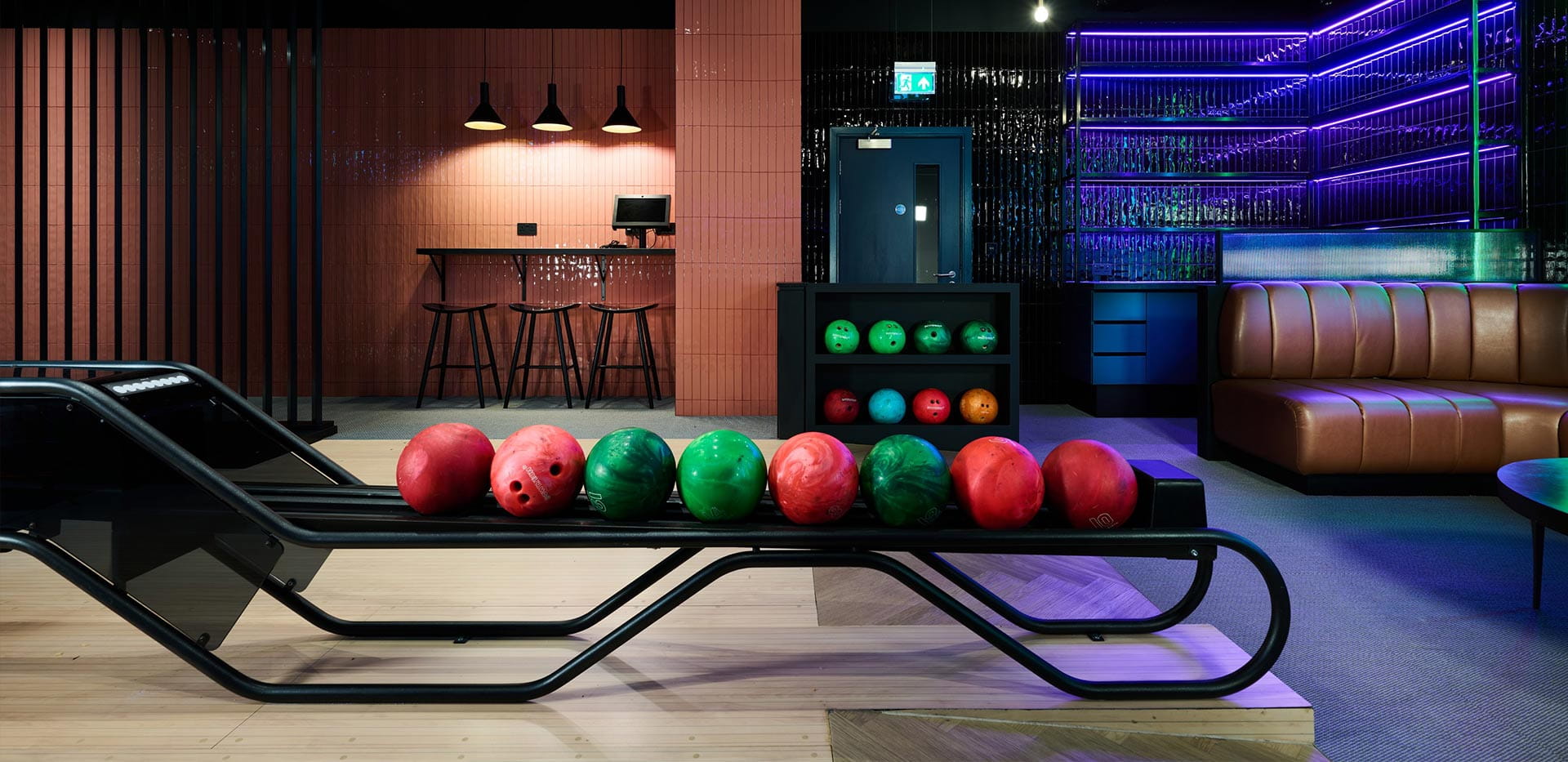 An image of the area at the bowling alley at Grand Union