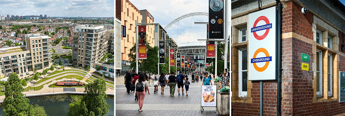 A montage of images showing Grand Union and Wembley Stadium