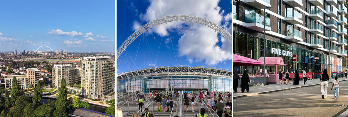 A montage of images showing Grand Union and Wembley Stadium