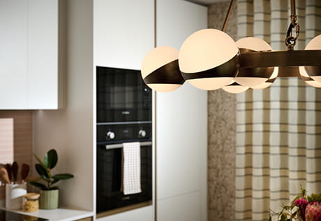 An interior kitchen are at Grand Union