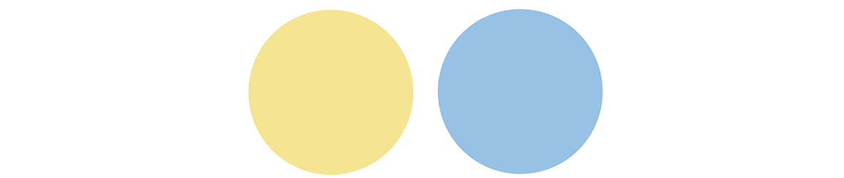 An image of the Buttermilk Yellow and Soft Blue colour swatches together