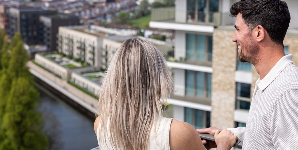 Residents at Grand Union overlooking the development from their balcony