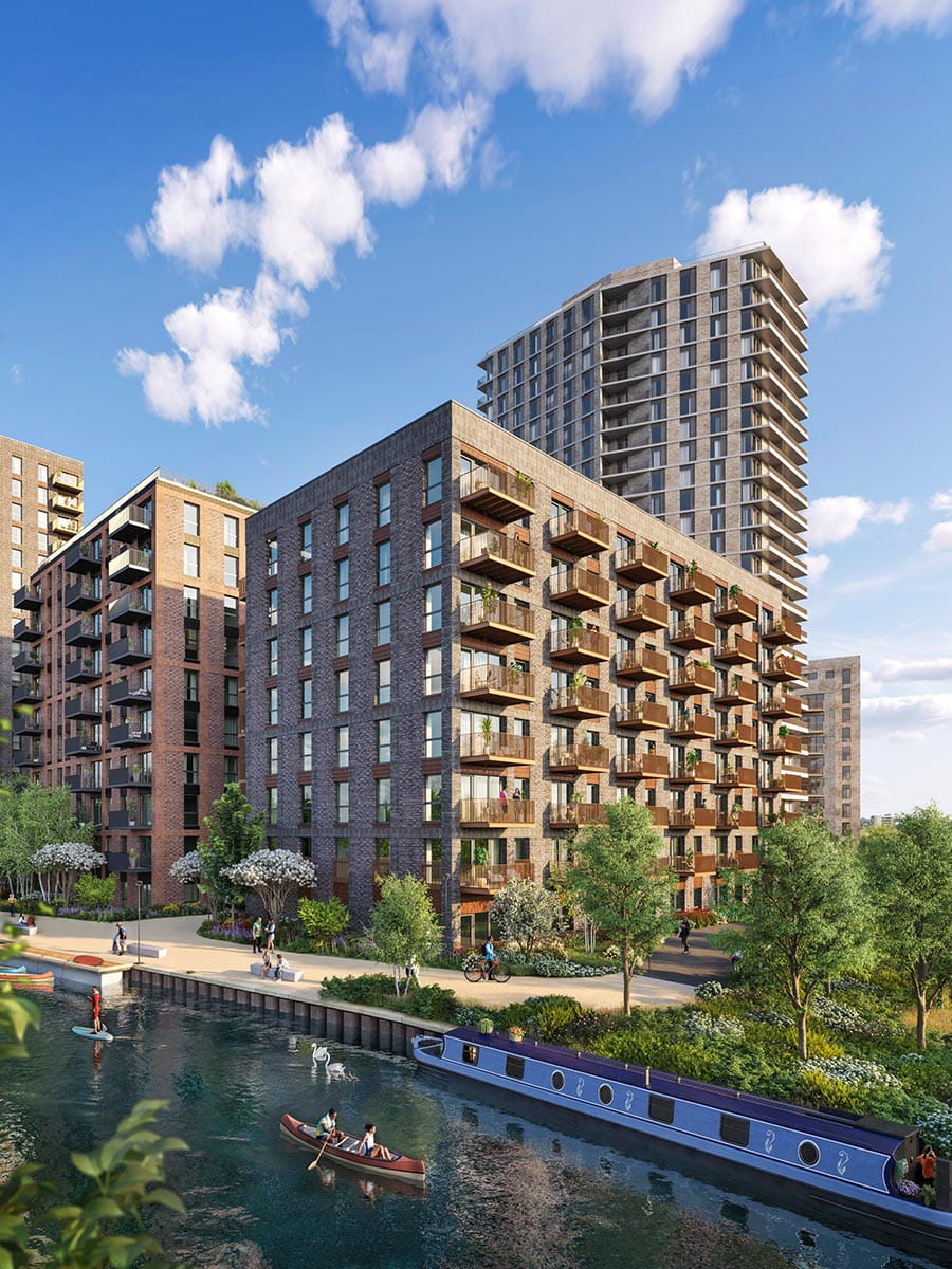 An exterior CGI of Peninsula House at Grand Union