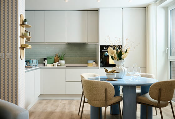 An image of the Dining / Kitchen in the Pistachio palette